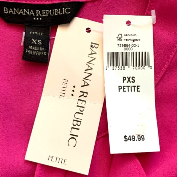 NWT Banana Republic Flutter-Sleeve Ruffle Blouse Sz Petite XS Pink #43K - Picture 5 of 7